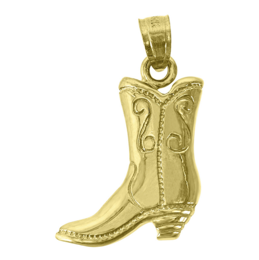 14k Yellow Gold CowBoy Boot Charm