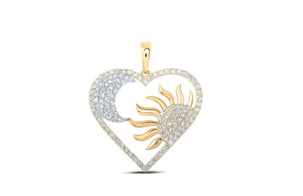 10k Sun Moon 1 Cttw Diamond Heart Ladies Charm