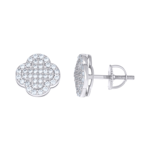 Sterling Silver White Sapphires Clover Earrings