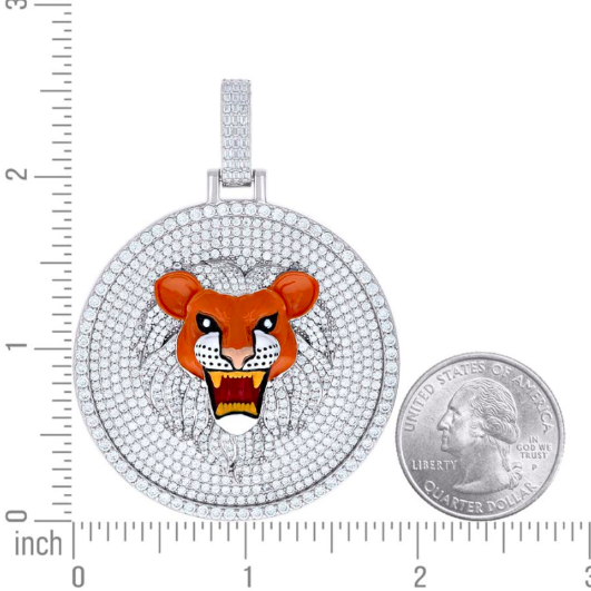 Sterling Silver CZ Panther Head Enameled Pendant