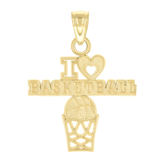 10k Yellow Gold I love Basketball Charm
