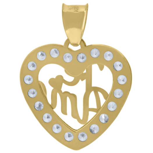 10k Yellow Gold Te Amo White Sapphires Charm
