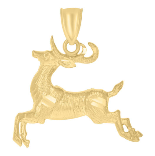 10 Karat Yellow Gold Deer Diamond Cut Charm