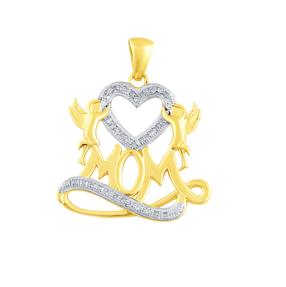 10k Yellow Mom Round 1/5 Cttw Diamonds Charm