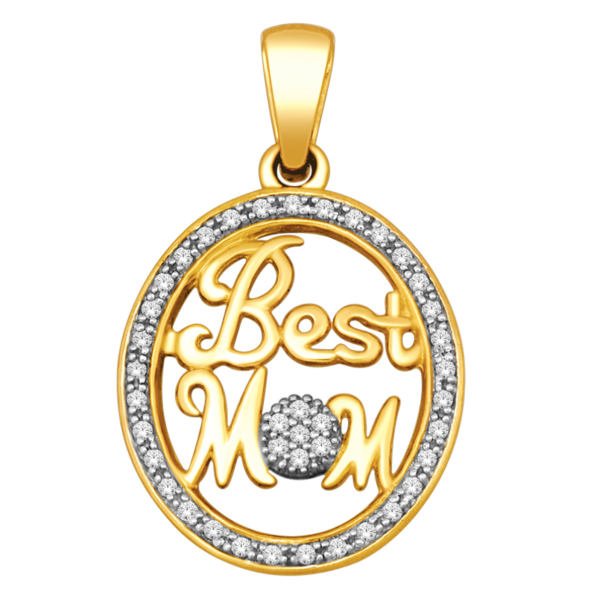 10k Yellow Gold 1/12 Cttw Diamond Mom Charm