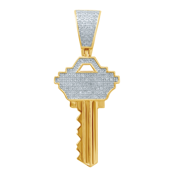 10k Yellow Gold 1/3 Cttw Diamond Key Pendant