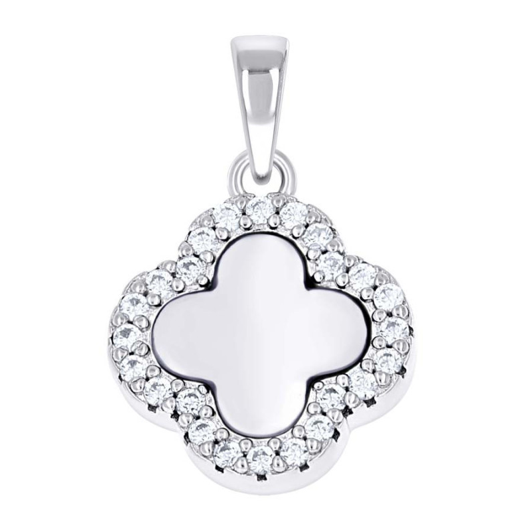 Sterling Silver White Sapphires Clover Charm