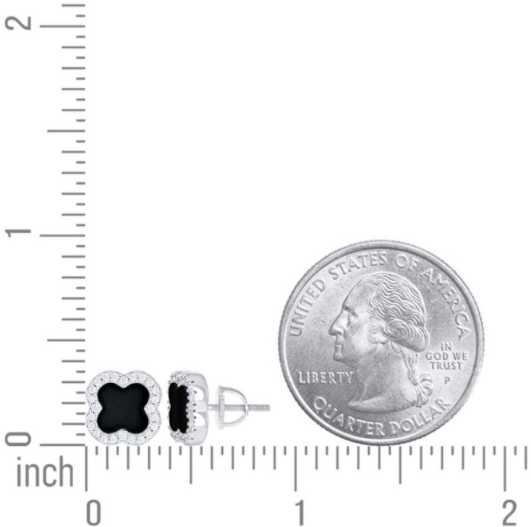 Sterling Silver Black Clover CZ Earrings