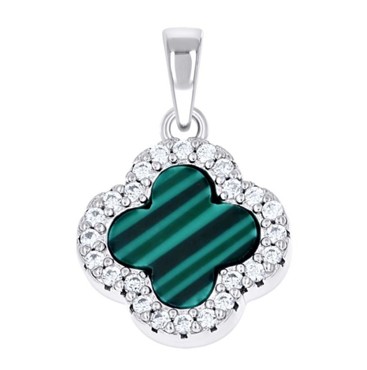 Sterling Silver Green 12mm Clover CZ Charm