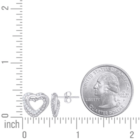 Sterling Silver Cubic-Zirconia Intertwined Hearts Stud Earrings