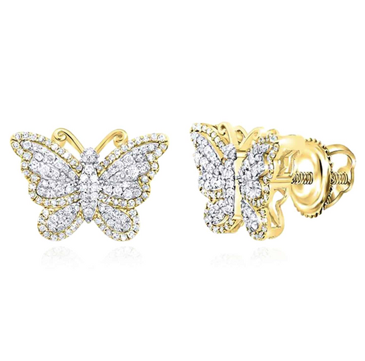10K Butterfly 5/8 Cttw Diamond Earrings