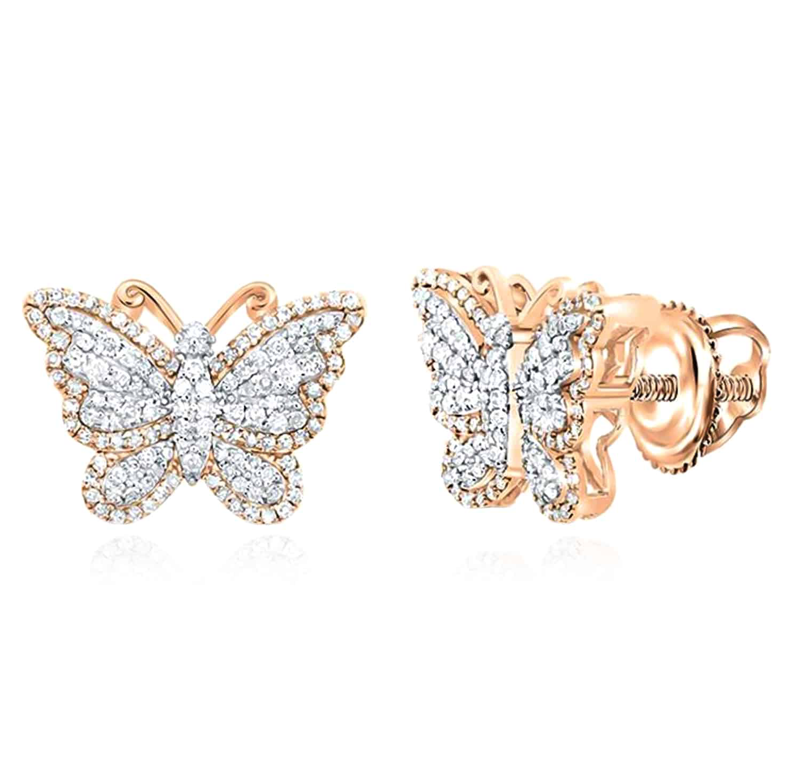 10K Butterfly 5/8 Cttw Diamond Earrings