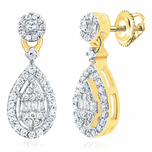10k Pear Diamond 1/3 Cttw Dangling Earrings