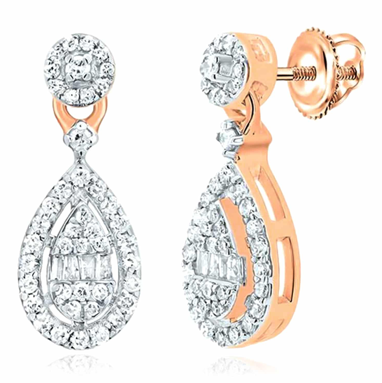 10k Pear Diamond 1/3 Cttw Dangling Earrings