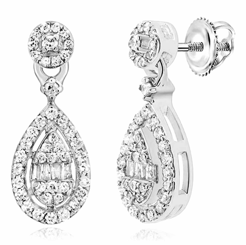 10k Pear Diamond 1/3 Cttw Dangling Earrings