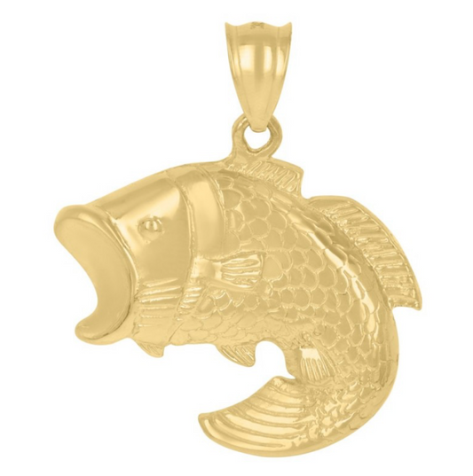 10k Yellow Gold Mens Sea Bass Fish Animal Charm