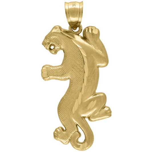10kt Yellow Gold Mens Diamond-Cut Tiger Cheetah Animal Charm