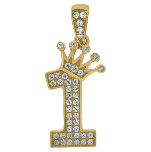 10K Number 1 Crowned Charm