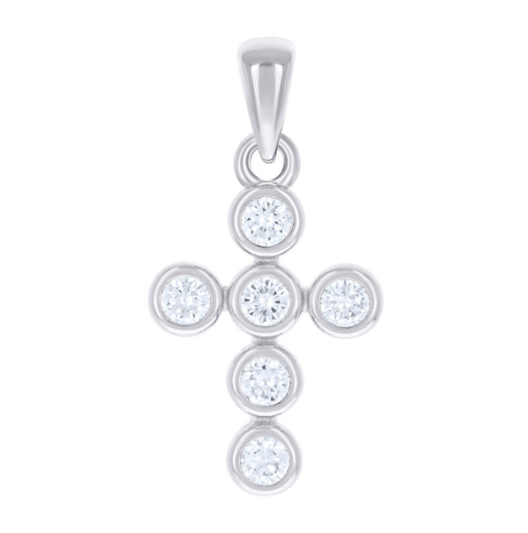 Sterling Silver Bezel Set Cubic Zirconia Charm
