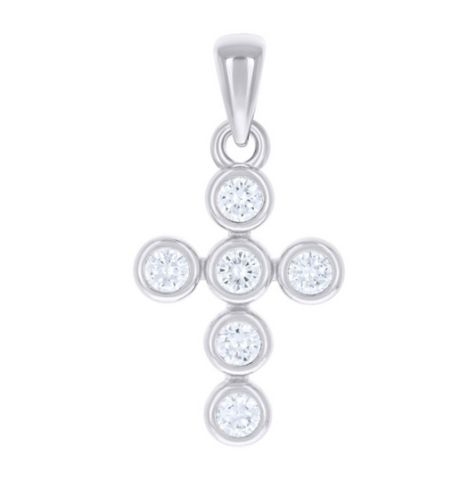 Sterling Silver Bezel Set Cubic Zirconia Charm