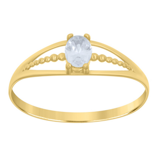 14kt Yellow Gold Baby Oval Cubic Zirconia Ring