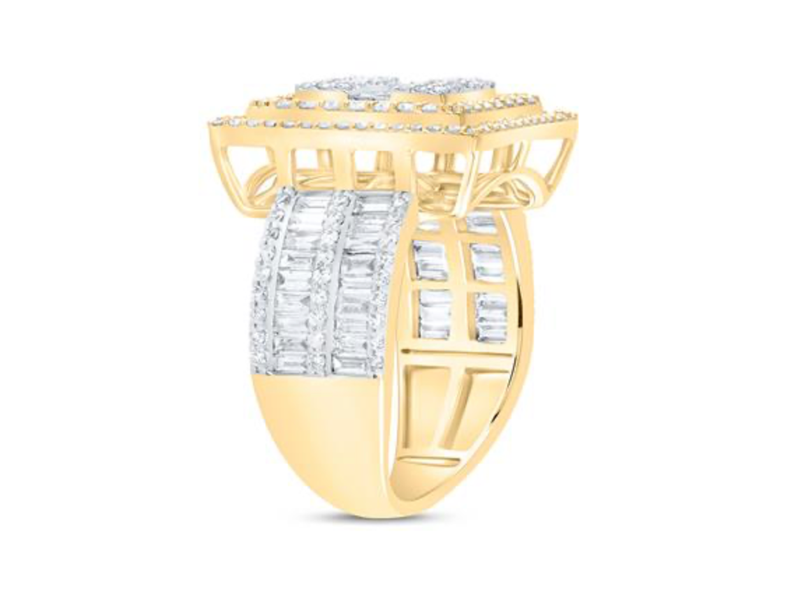 1 7/8 CTW Natural Baguette Bridal Ring – 14K Yellow Gold