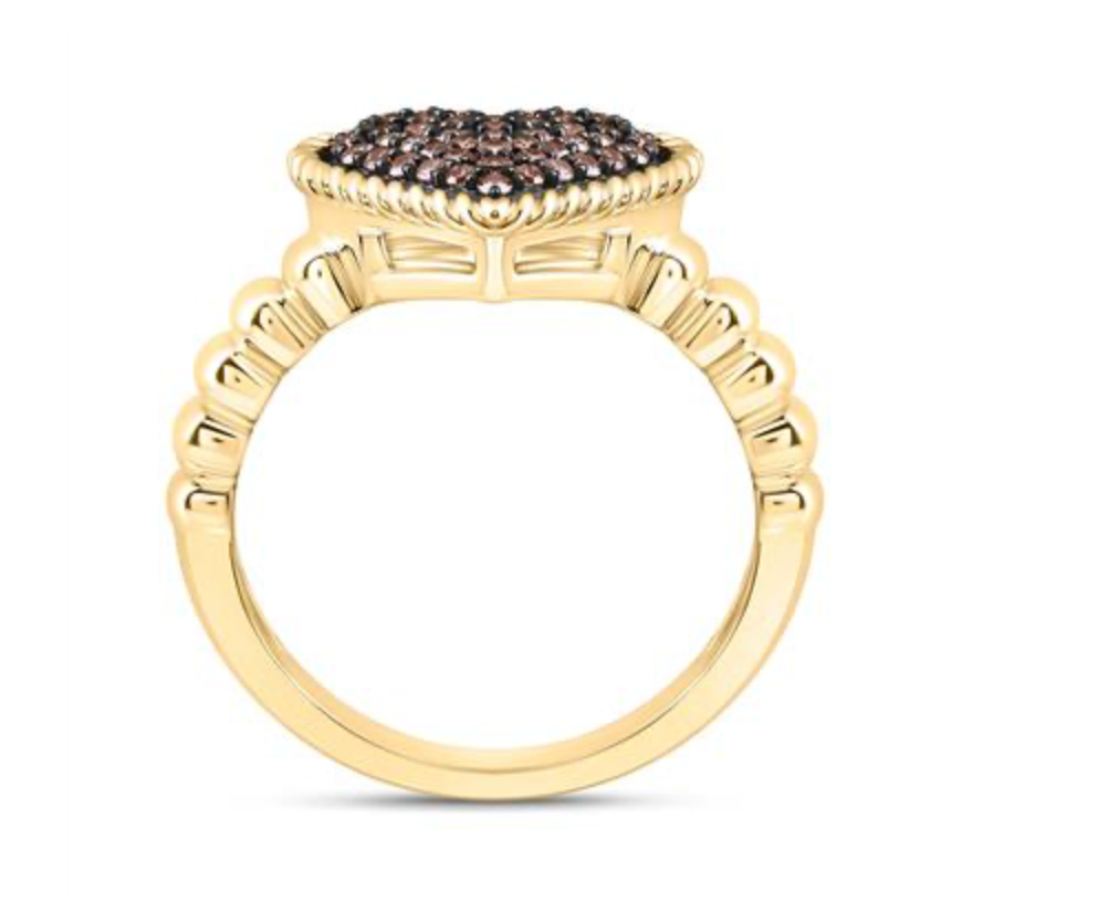 1/4 CTW Natural Cognac Diamond Heart Ring in 10K Gold