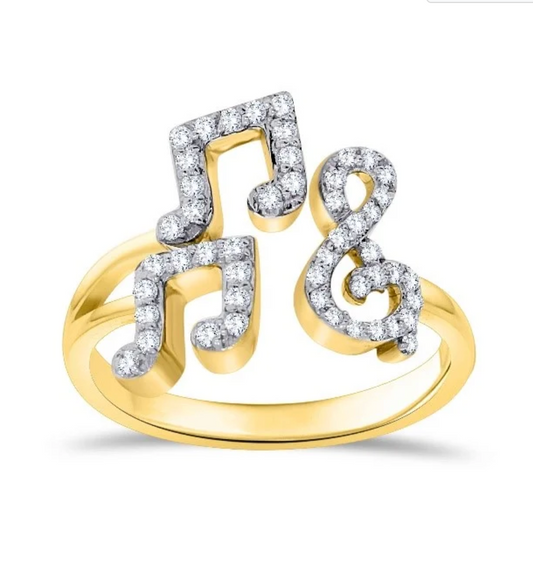 Diamond-studded music note ring – perfect gift for musicians or music lovers