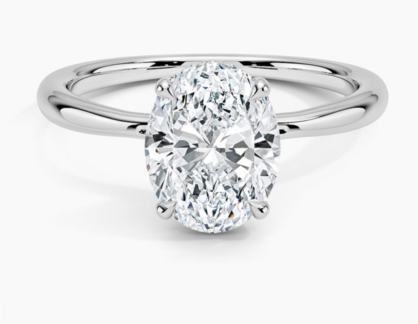 1.00 CT Oval Moissanite Engagement Ring in Sterling Silver – Pinched Shank