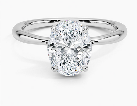 1.00 CT Oval Moissanite Engagement Ring in Sterling Silver – Pinched Shank
