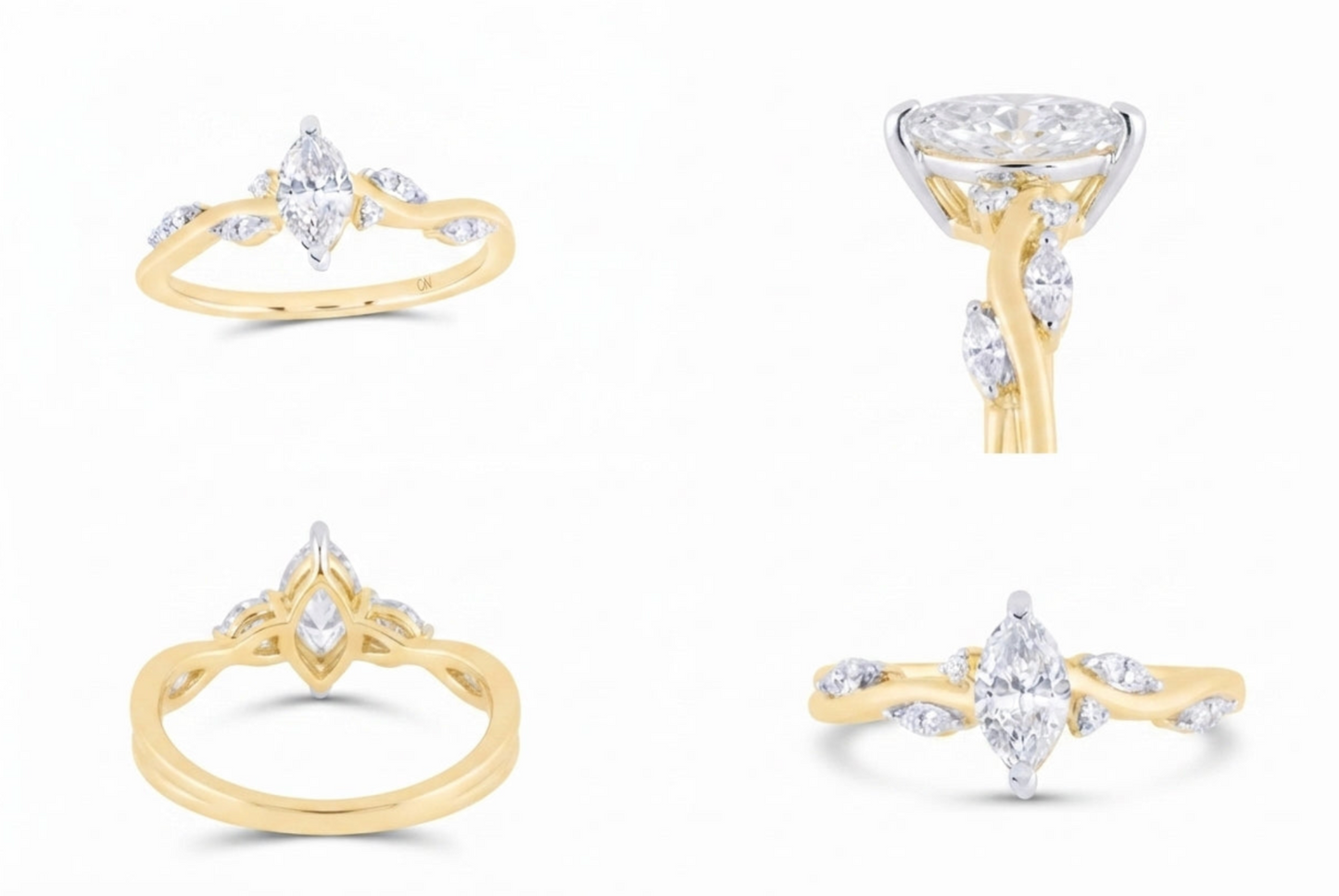 3/8 CTW Natural Diamond 1/3 CT Canadian Marquise Promise Ring in 14K Yellow Gold