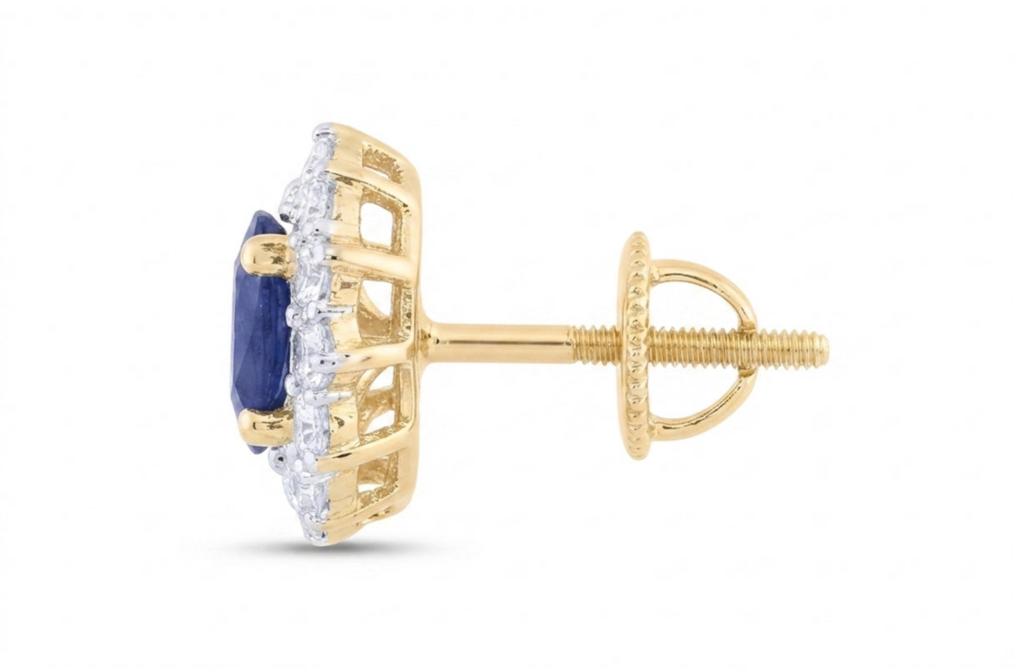 3/8 CTW Natural Diamond & Blue Sapphire Oval Earrings in 14K Yellow Gold