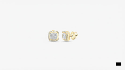 10k Yellow Gold Halo 1/2 CT Diamond Studs