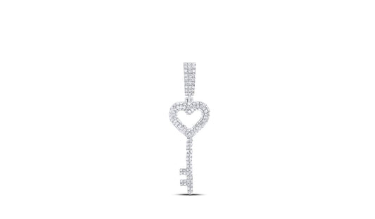 Sterling Silver Heart Diamond Key