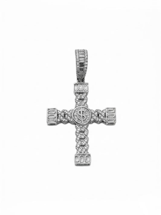 Sterling Silver Baguette Moissanite Cuban Pendant – $100 Ice