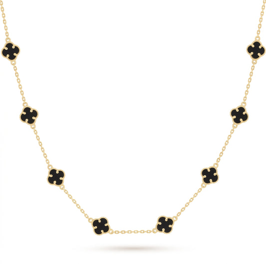 Van Cleef inspired black clover necklace close up