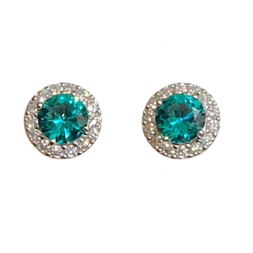 Blue & White Moissanite Stud Earrings, Sterling Silver, 0.79 Ct