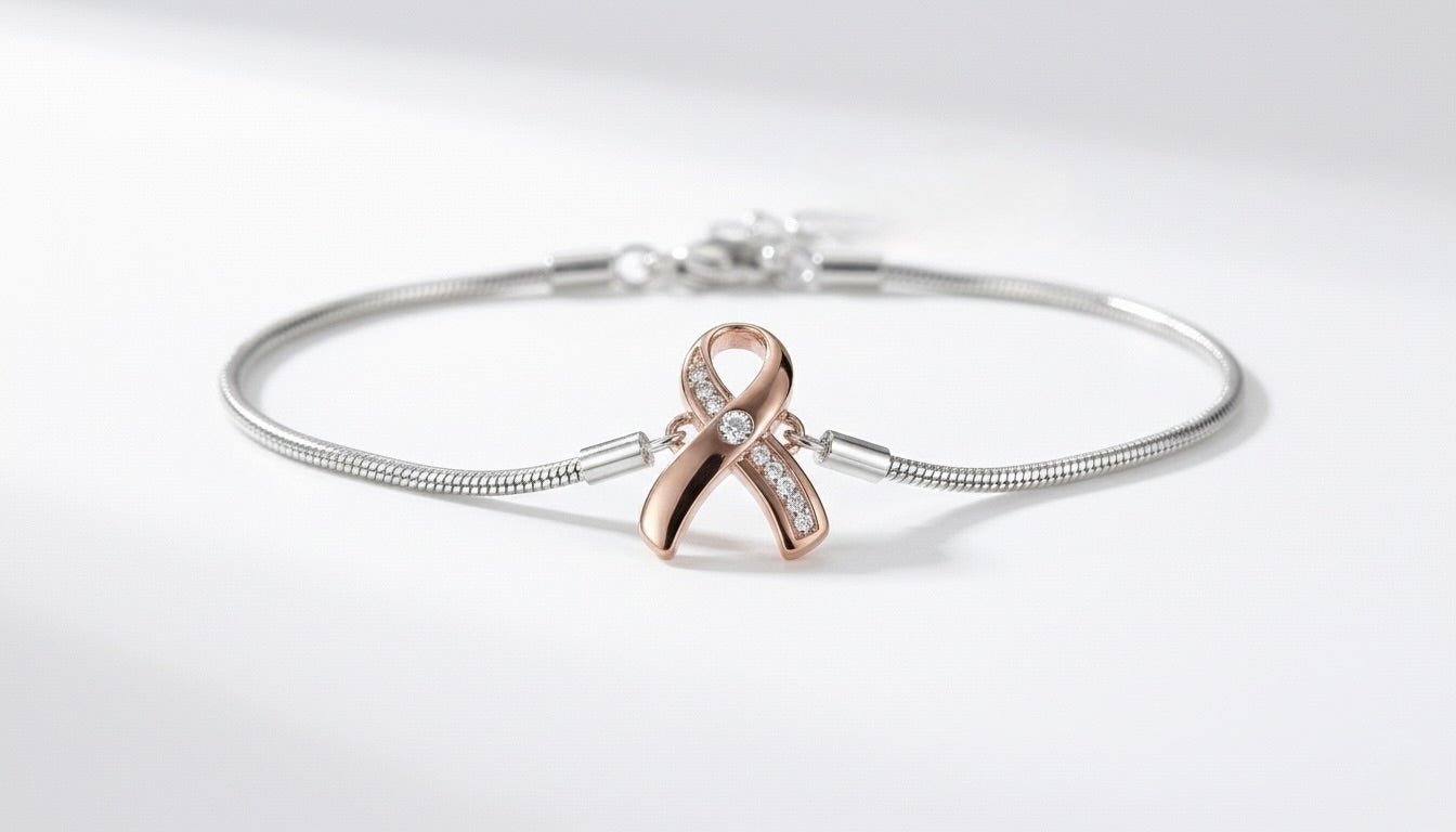 sterling silver breast cancer awareness bracelet