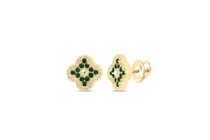 Side View of Clover Stud Earrings with Natural Gemstones
