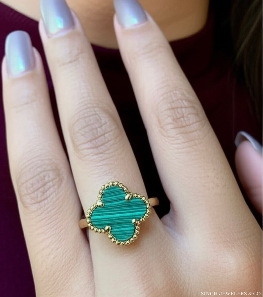 10K Yellow Gold Green Clover Ring – Lucky Ring