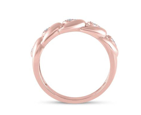 14K rose gold Miami Cuban diamond band with 1/6 CTTW round-cut diamonds