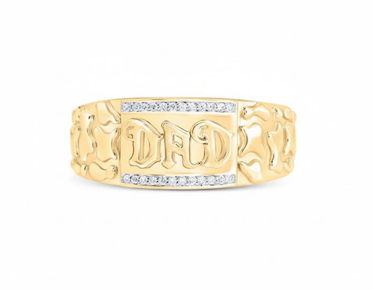 10K yellow gold dad ring with natural diamonds for men