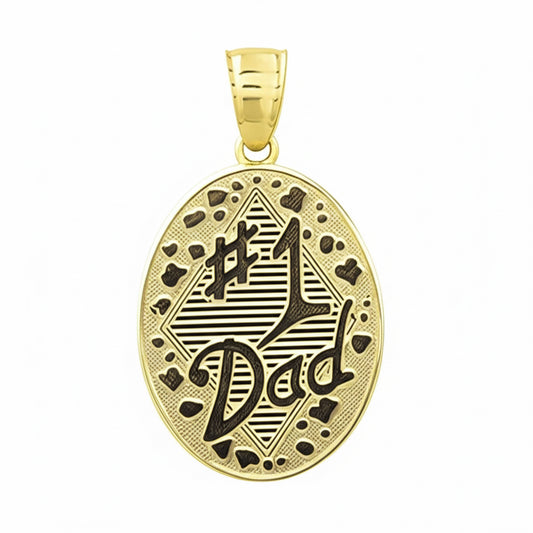 10k Yellow Gold #1 Dad Charm Pendant