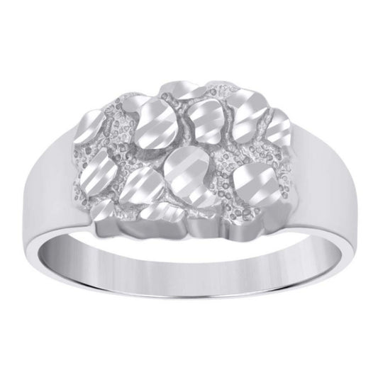 Sterling silver diamond-cut ring for women