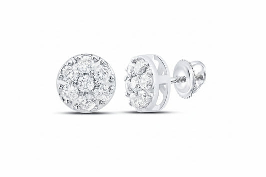 Diamond flower earrings in 10K white gold – 1/2 CTW