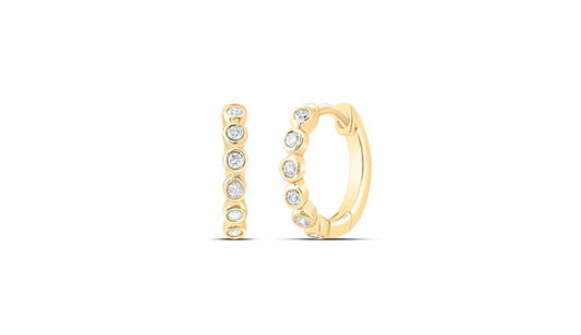 1/10 CTW Diamond Hoop Earrings in Yellow Gold