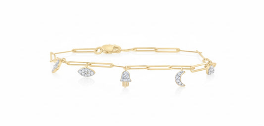 1/5 CTW natural diamond paper clip fashion bracelet – 7 inch chain design