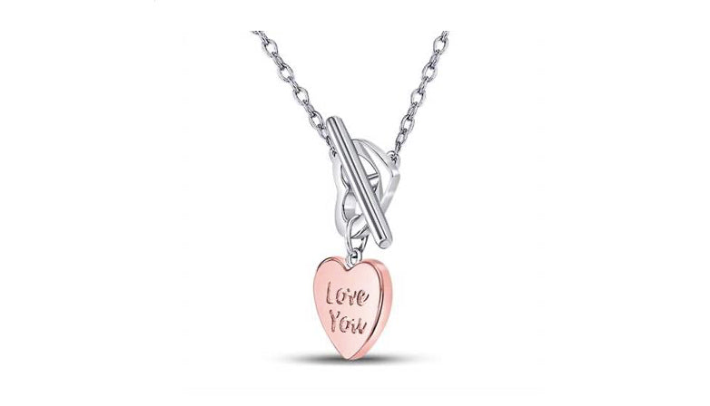 1/10 CTTW diamond rose heart pendant necklace