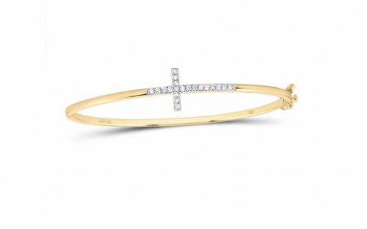 Women’s diamond cross bracelet in yellow gold, perfect for gifting
