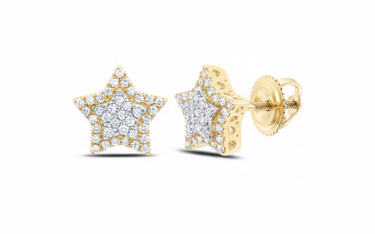Star-shaped diamond earrings in 10K yellow gold – 1/3 CTW